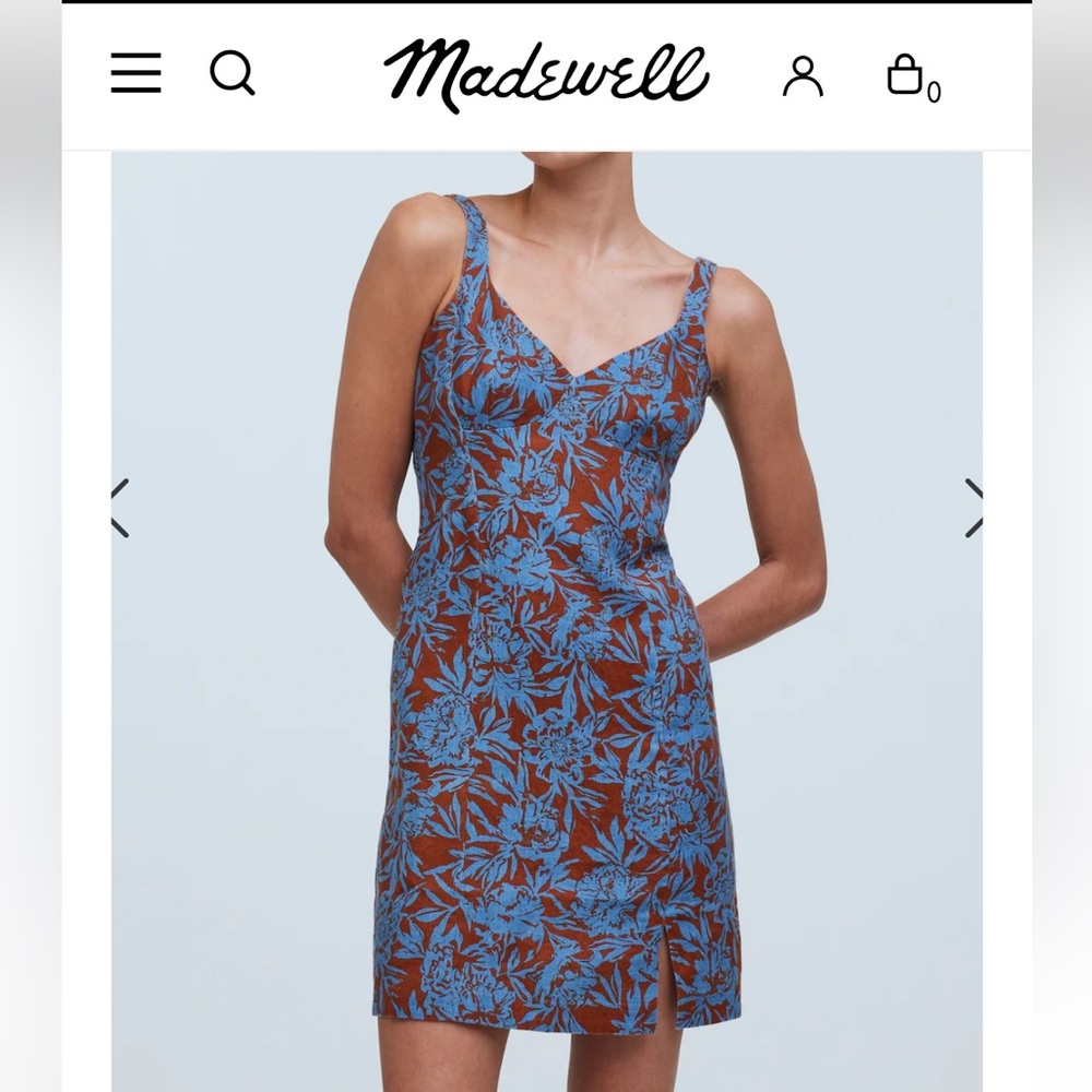 Madewell- Sweetheart mini dress floral linen NWT